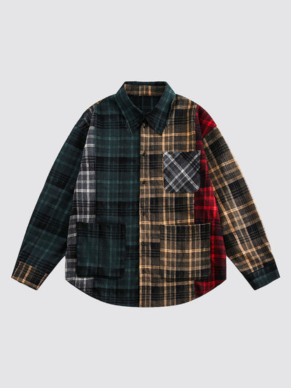 Patchwork Plaid Long Sleeve Shirt