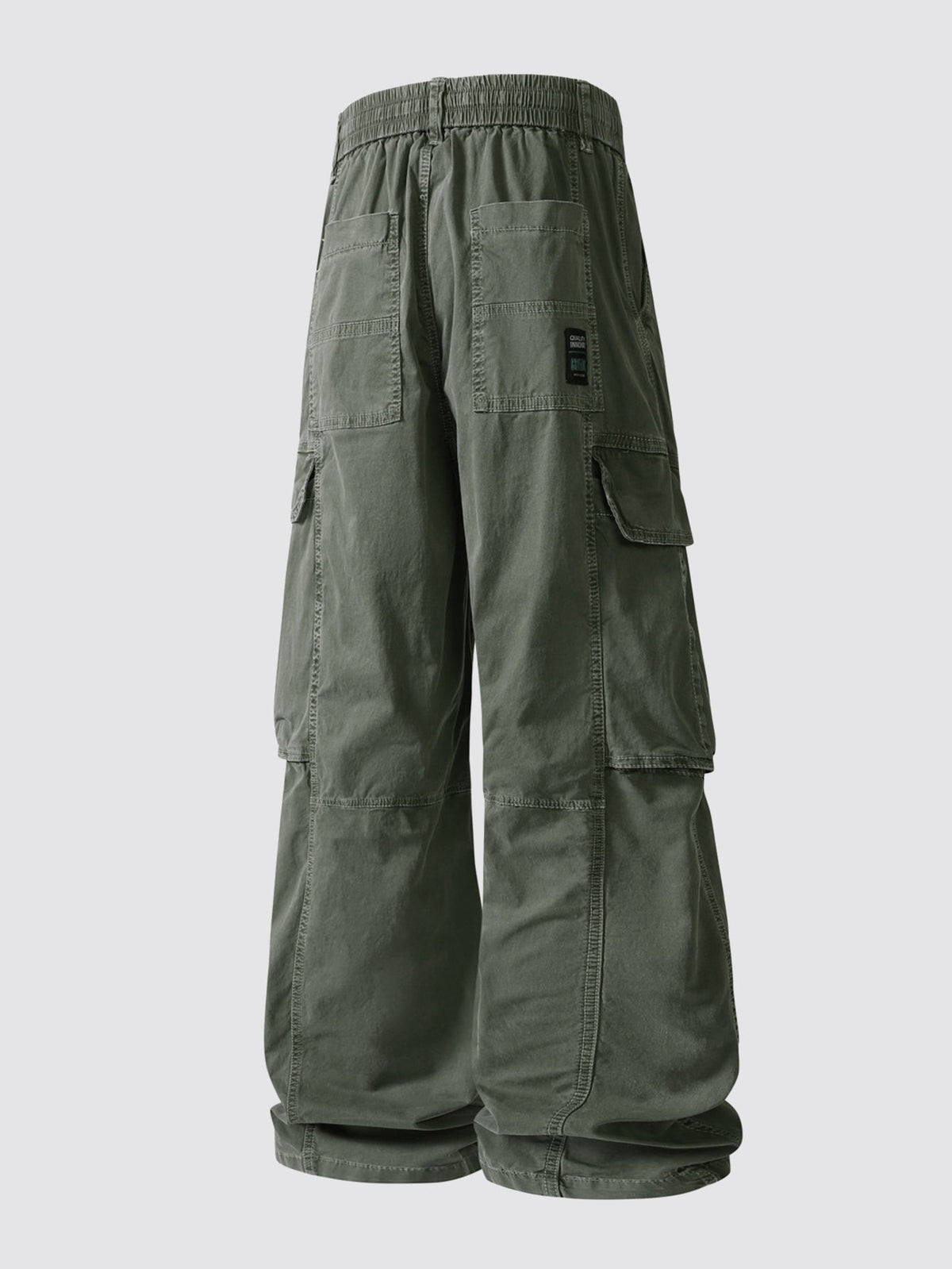 Vintage Washed Wide Leg Cargo Trousers