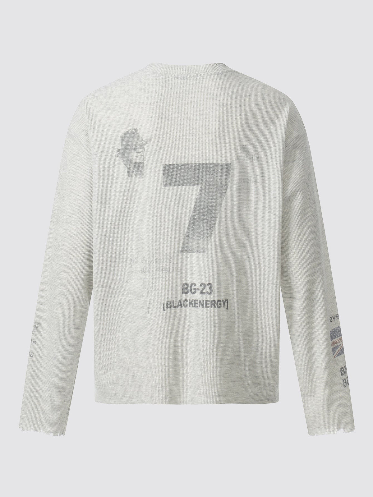 Vintage Union Jack Print Waffle Long Sleeve T-Shirt