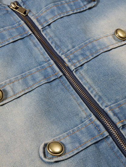 Washed Military Denim Jacket
