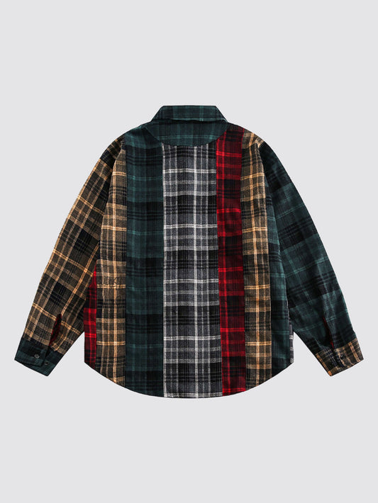 Patchwork Plaid Long Sleeve Shirt
