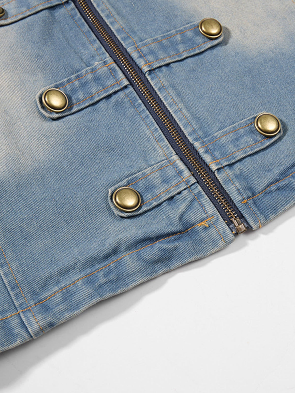 Washed Military Denim Jacket