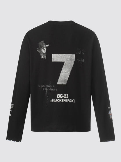 Vintage Union Jack Print Waffle Long Sleeve T-Shirt