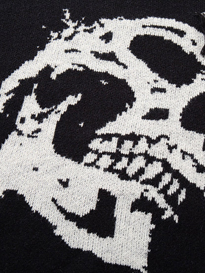 Distressed Skull Graphic Knit Jumper