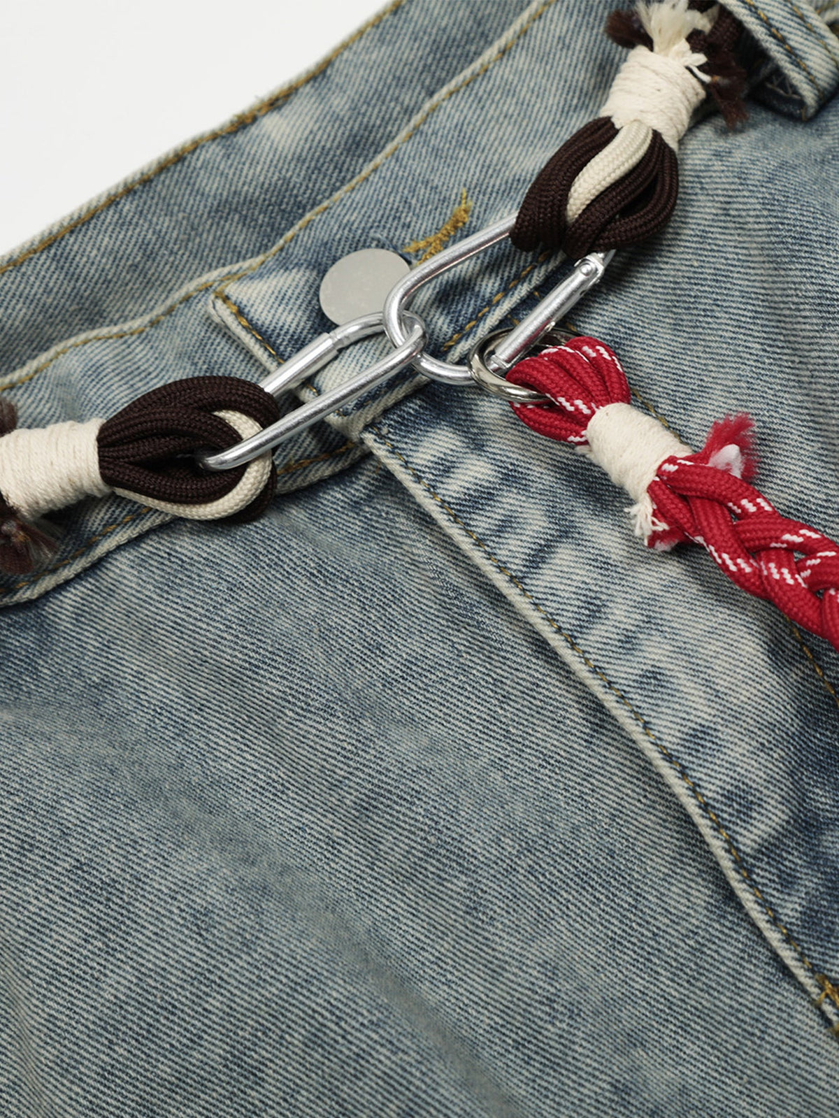 Calça Jeans Larga com Efeito Desgastado Lavada