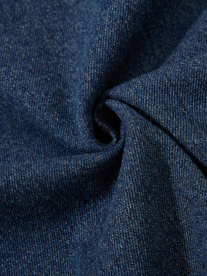 Vintage Washed Denim Baseball Embroidered Sweatshirt
