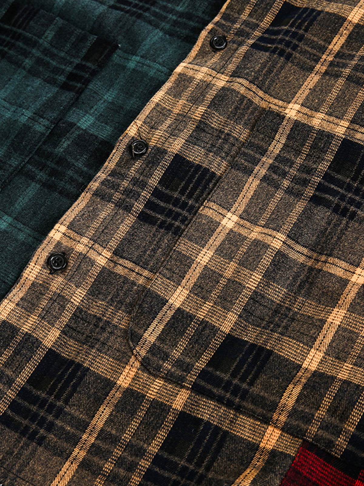Patchwork Plaid Long Sleeve Shirt