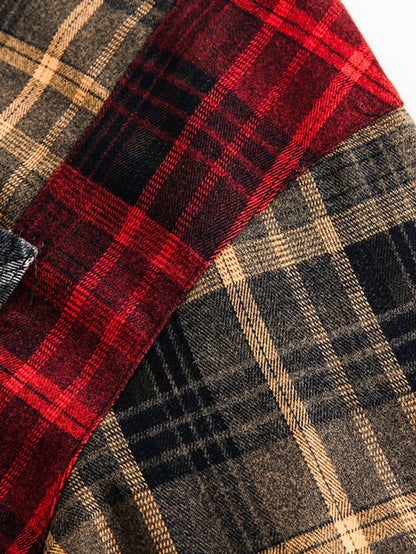 Patchwork Plaid Long Sleeve Shirt