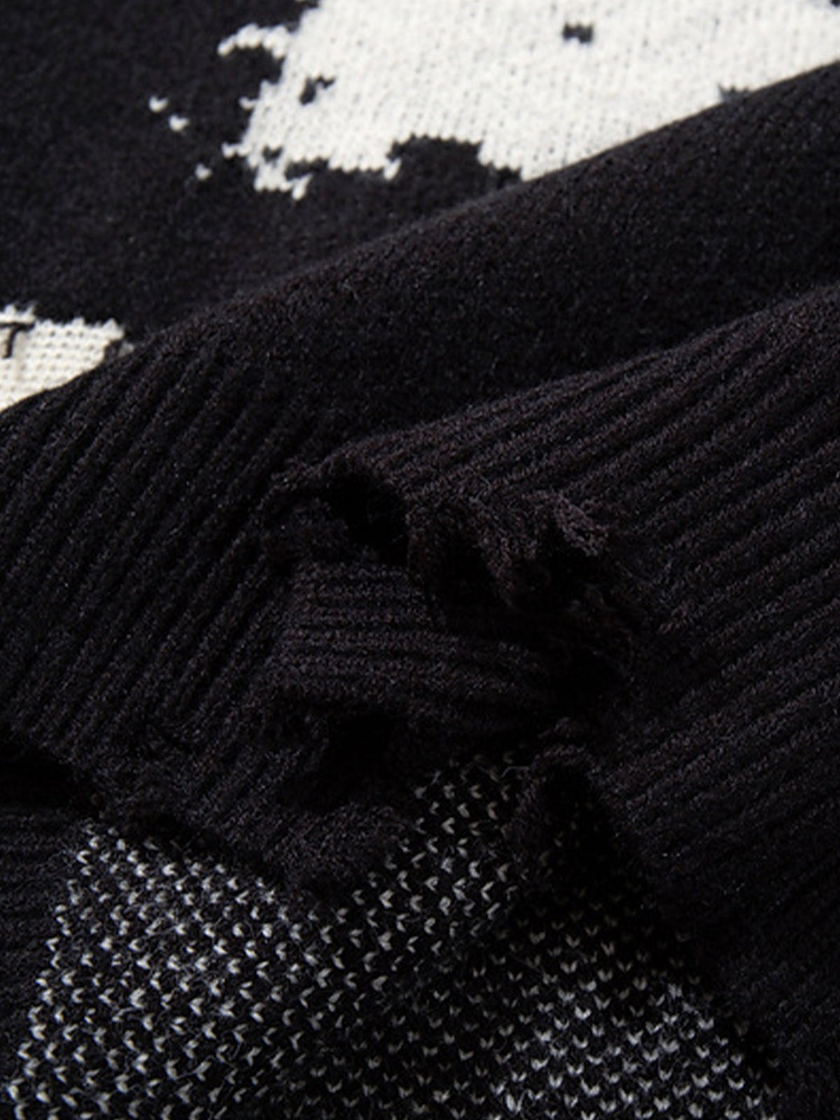 Distressed Skull Graphic Knit Jumper