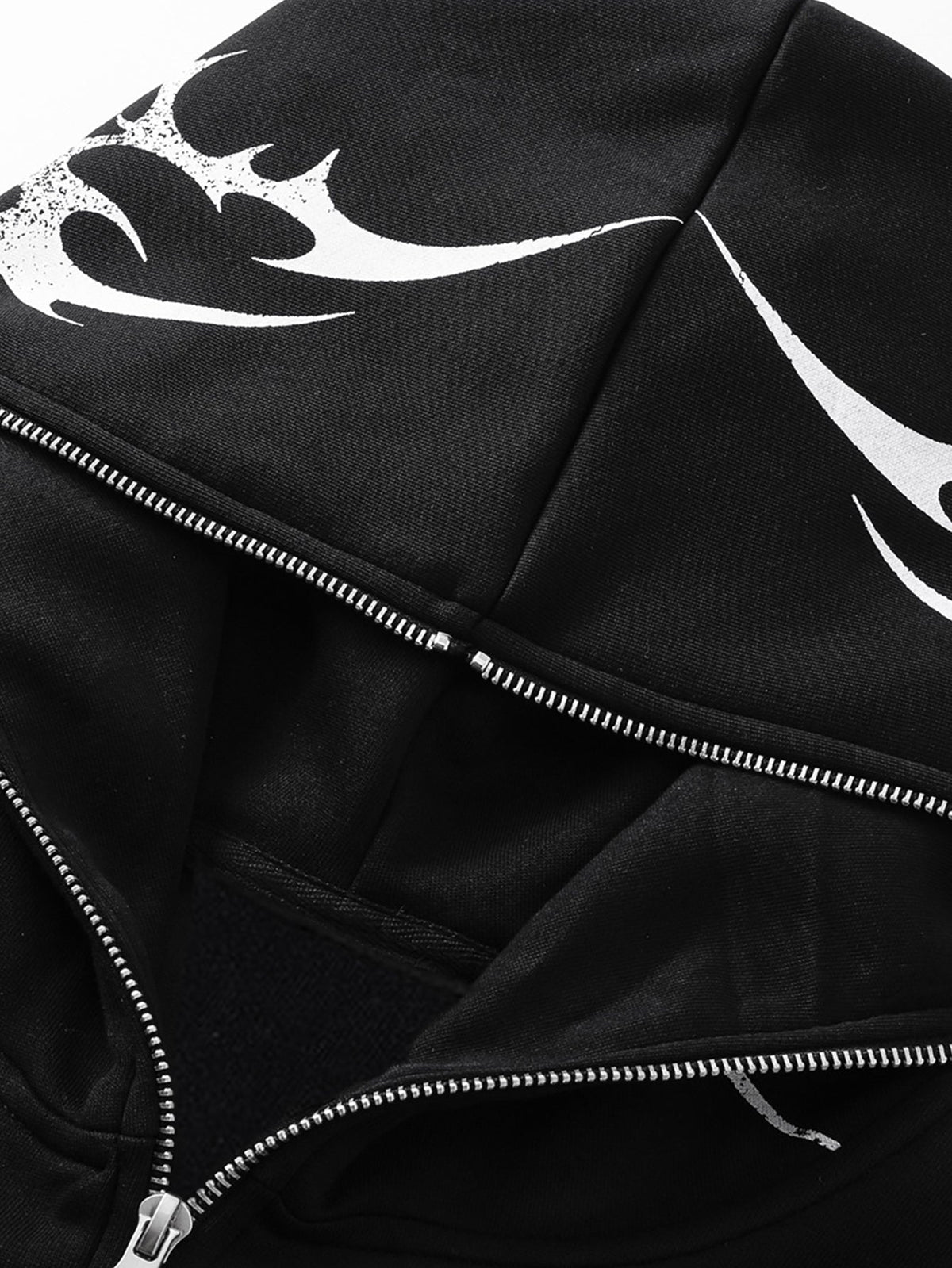 Oversized Script Print Zip Hoodie