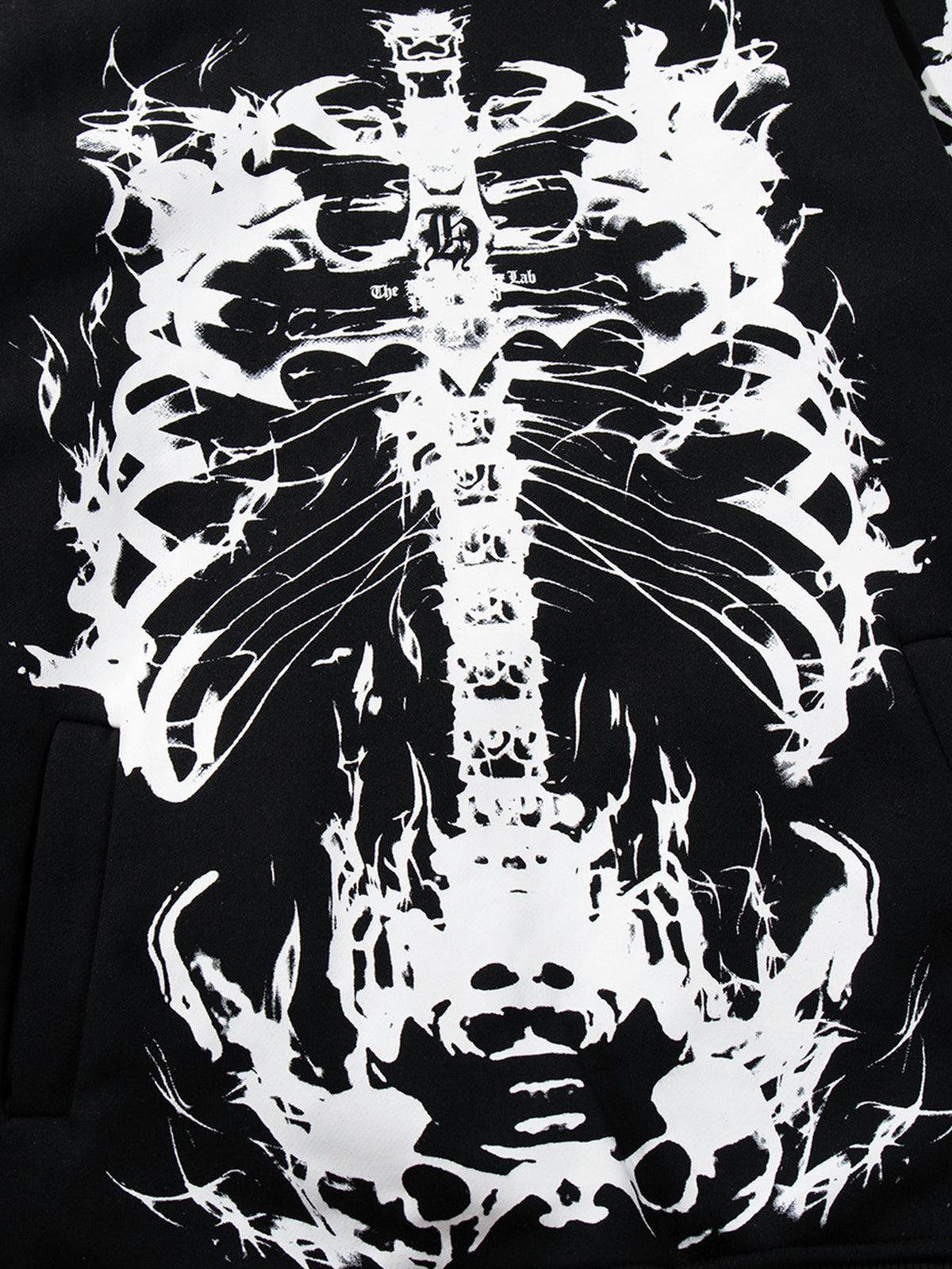 Washed Skeleton Print Hoodie