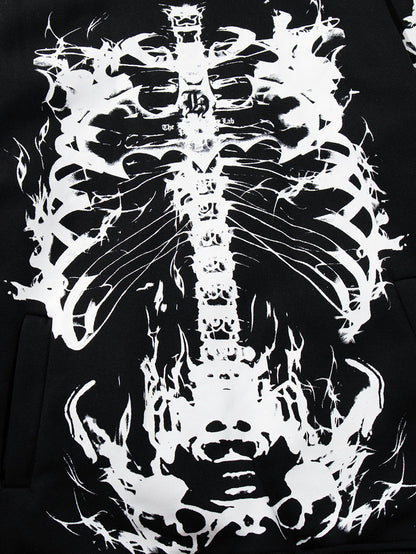 Washed Skeleton Print Hoodie