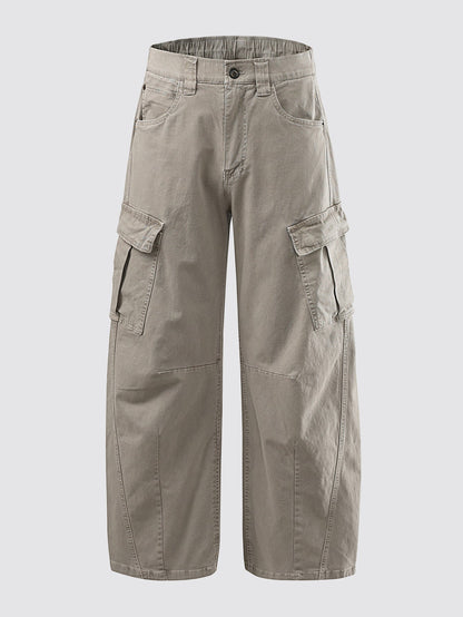 Vintage Washed Barrel Leg Cargo Trousers