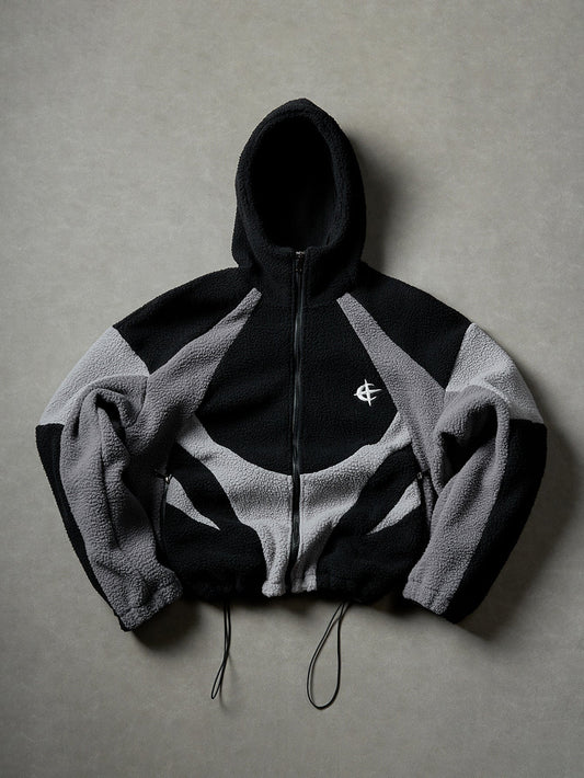 Colour Block Sherpa Fleece Hooded Jacket