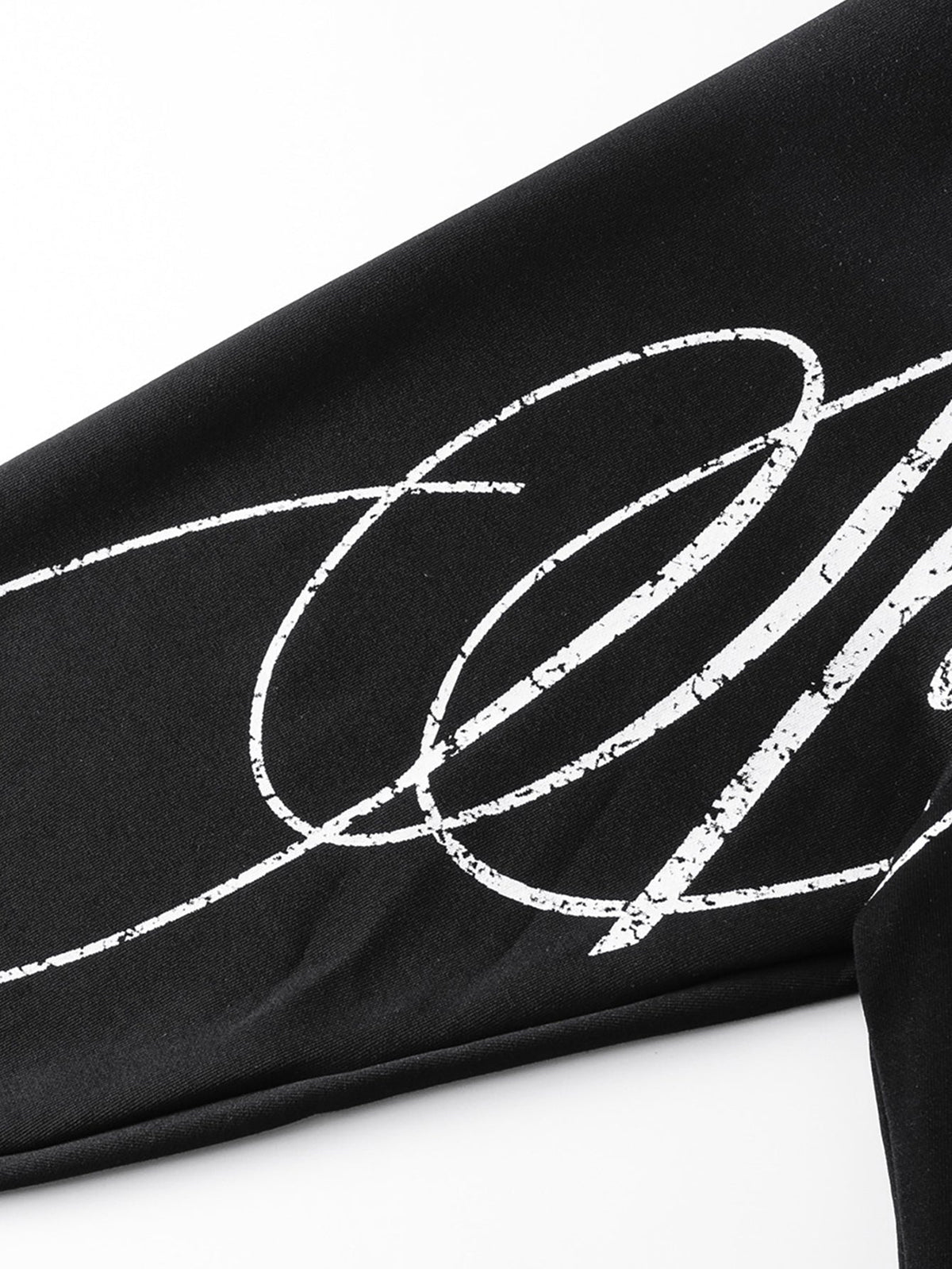 Oversized Script Print Zip Hoodie