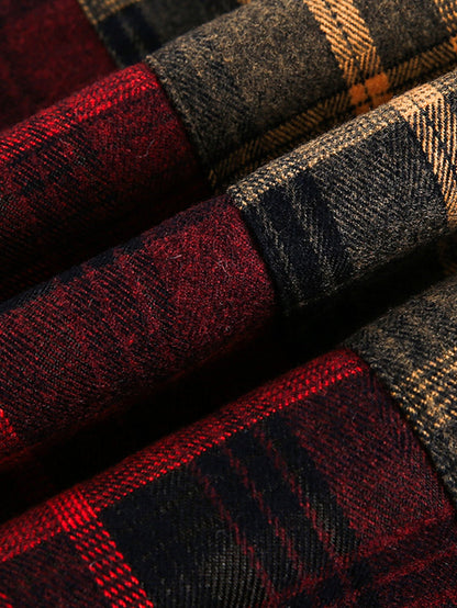 Patchwork Plaid Long Sleeve Shirt