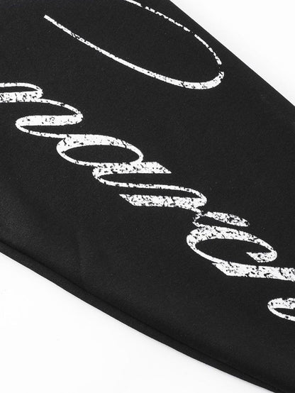 Oversized Script Print Zip Hoodie