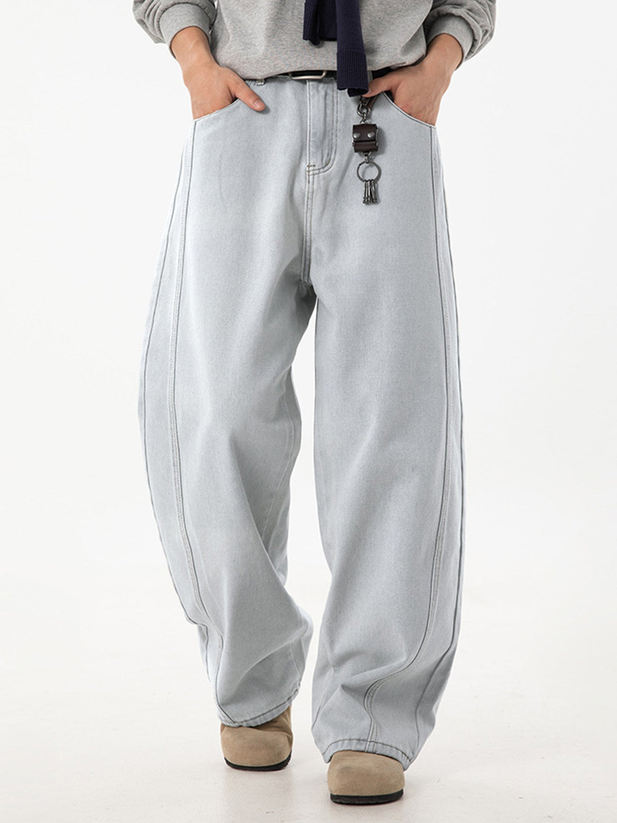 Washed Barrel Leg Jeans
