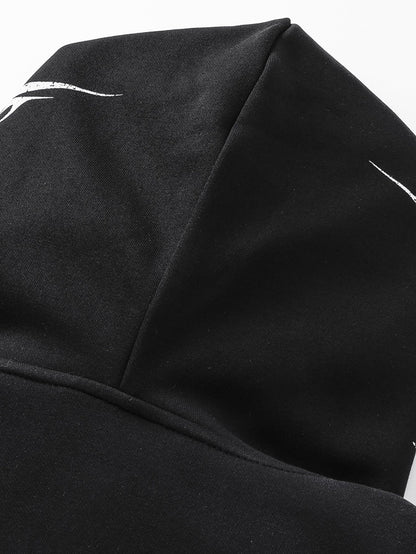 Oversized Script Print Zip Hoodie