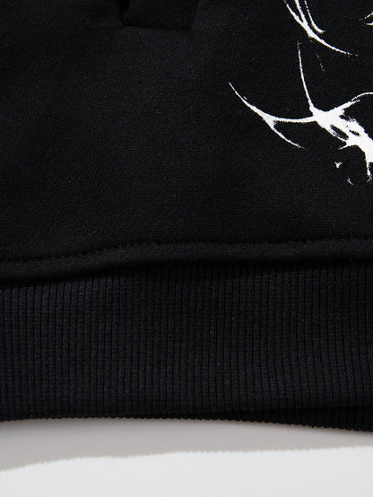 Washed Skeleton Print Hoodie