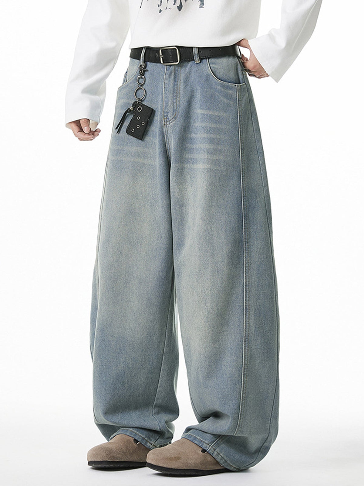 Washed Barrel Leg Jeans