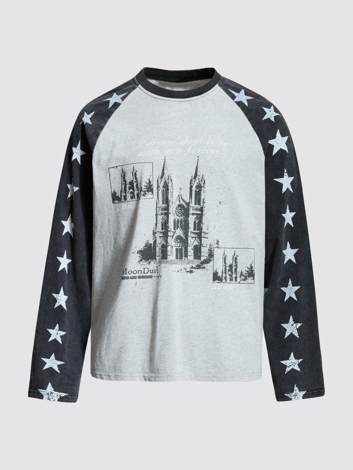 Vintage Star Print Raglan Long Sleeve T-Shirt