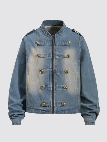 Washed Military Denim Jacket