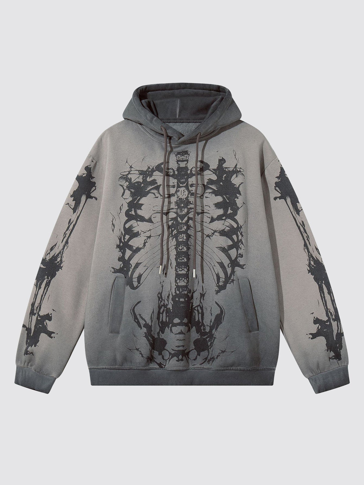 Washed Skeleton Print Hoodie