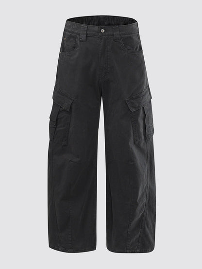 Vintage Washed Barrel Leg Cargo Trousers