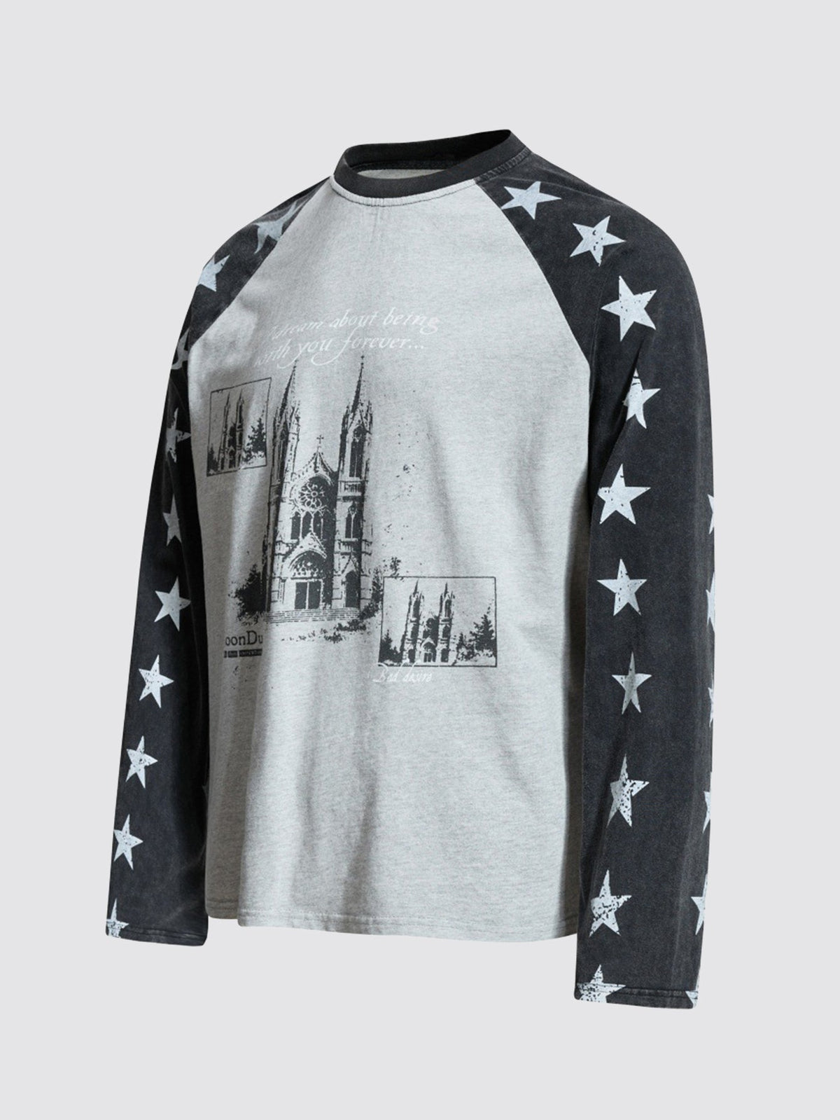 Vintage Star Print Raglan Long Sleeve T-Shirt