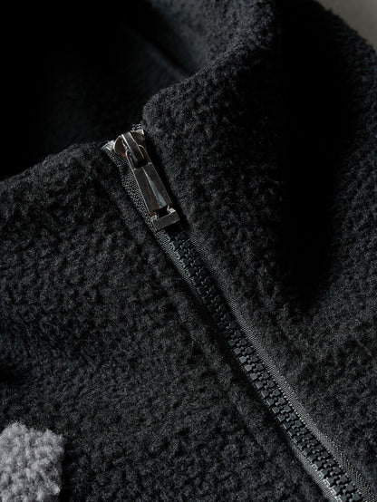Colour Block Sherpa Fleece Hooded Jacket