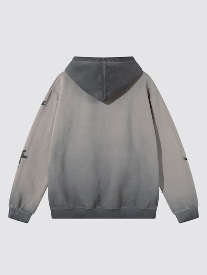 Washed Skeleton Print Hoodie