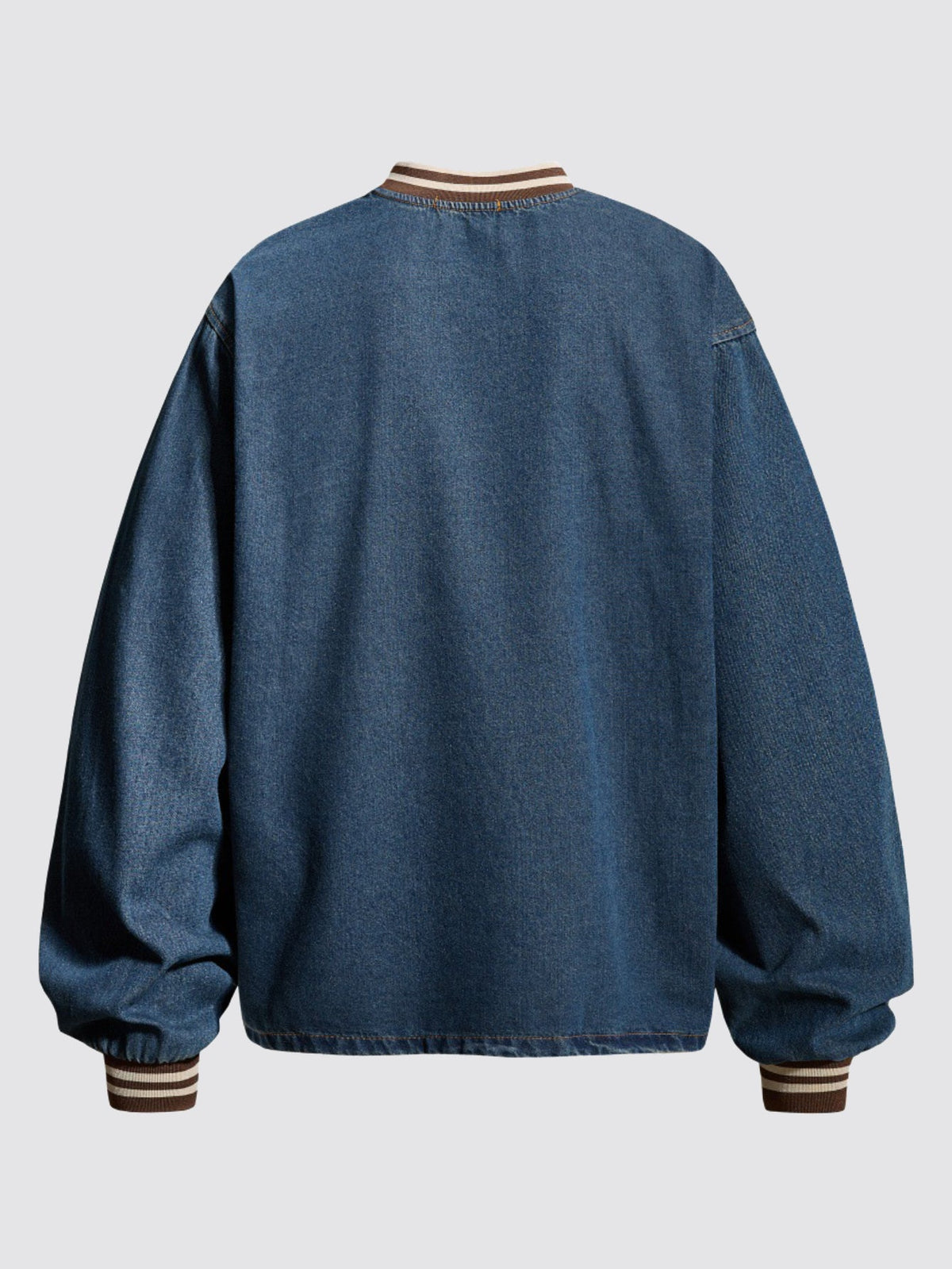 Vintage Washed Denim Baseball Embroidered Sweatshirt