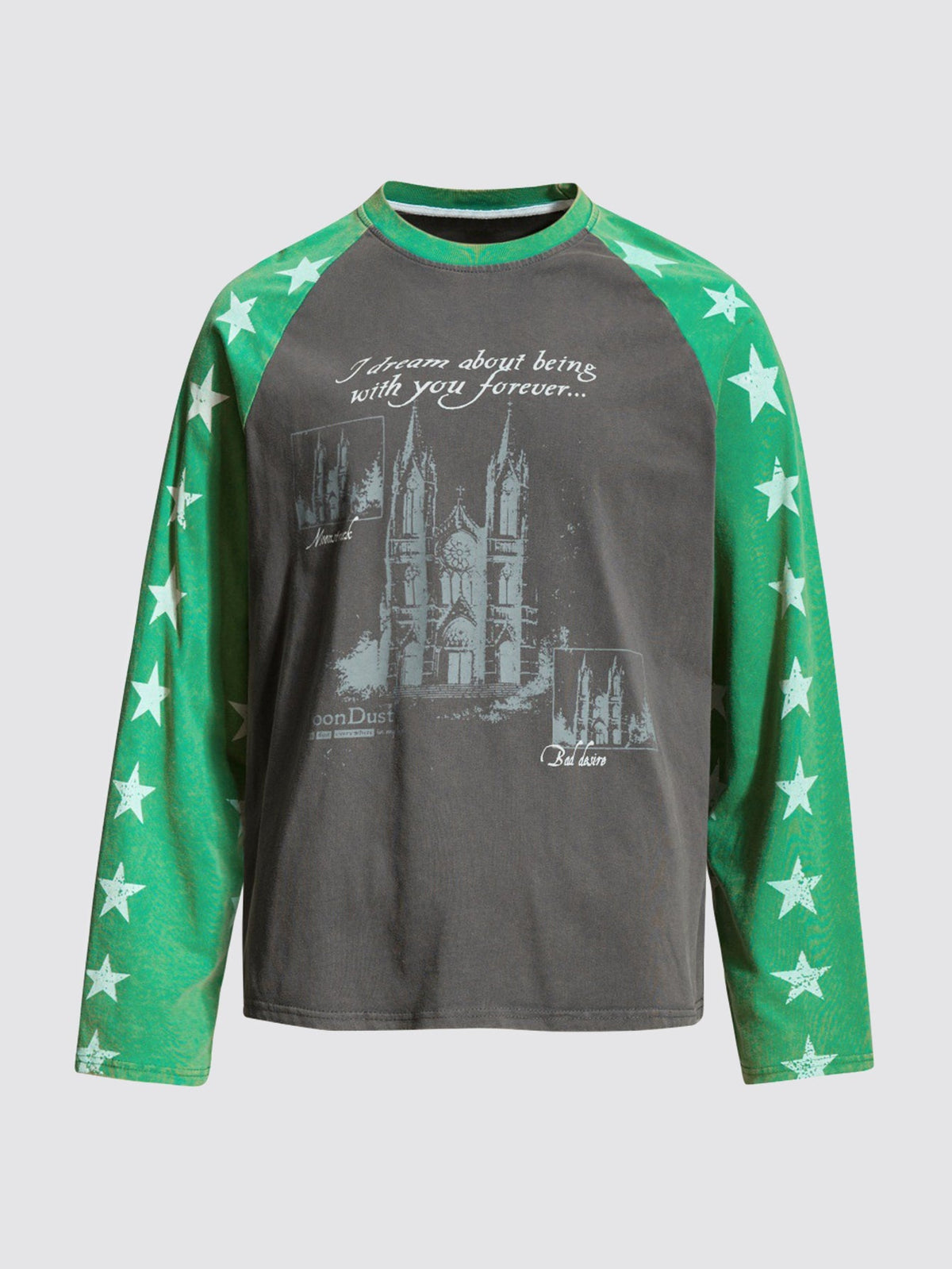 Vintage Star Print Raglan Long Sleeve T-Shirt