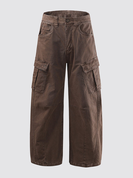 Vintage Washed Barrel Leg Cargo Trousers