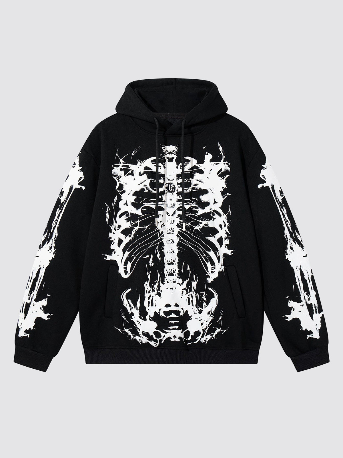Washed Skeleton Print Hoodie
