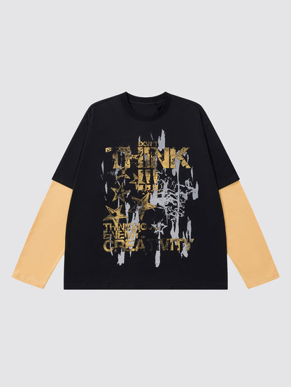 Vintage Layered Print Long Sleeve T-Shirt