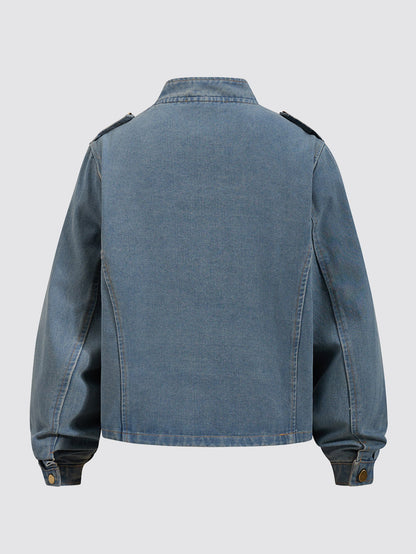 Washed Military Denim Jacket