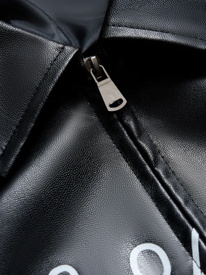Chicago Graphic Faux Leather Zip Jacket