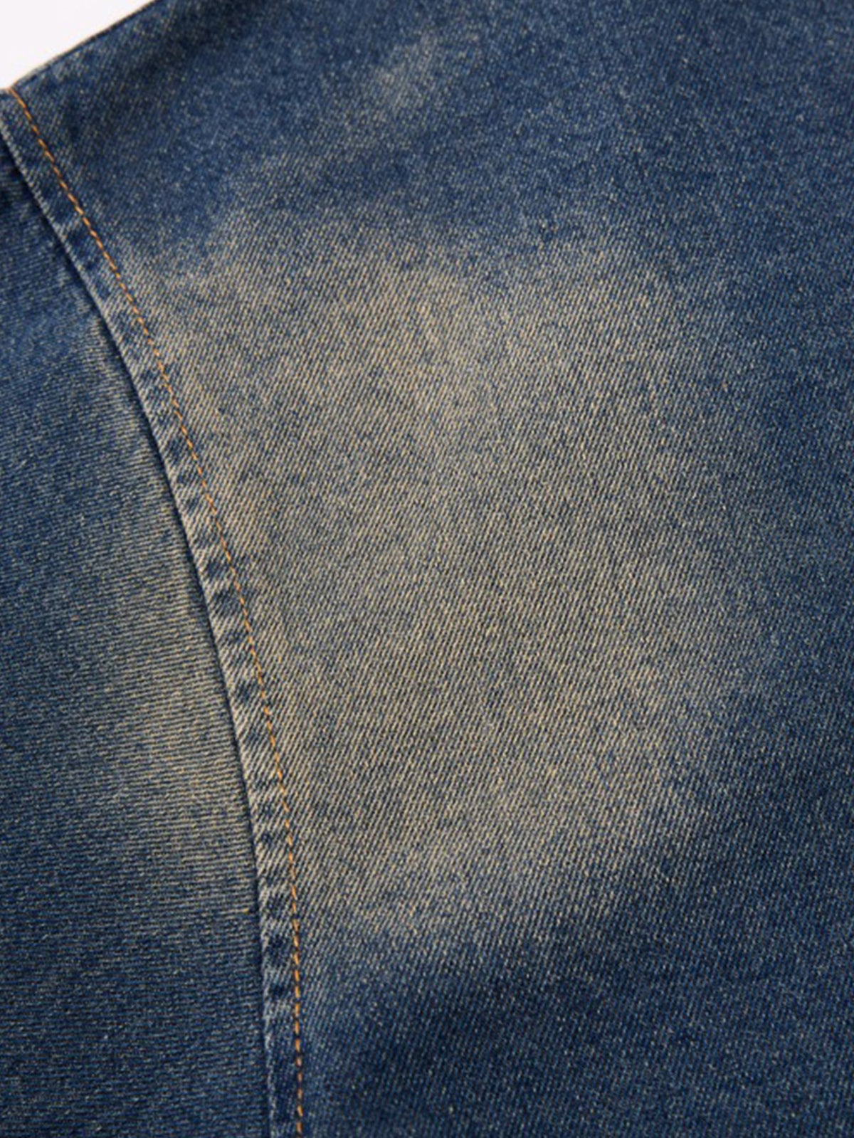 Vintage Washed Denim Baseball Embroidered Sweatshirt