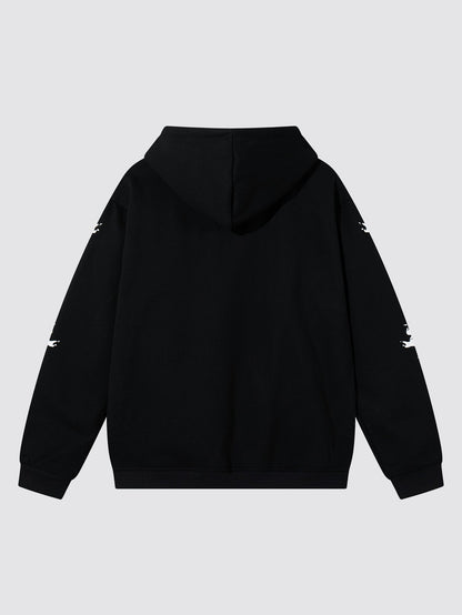 Washed Skeleton Print Hoodie