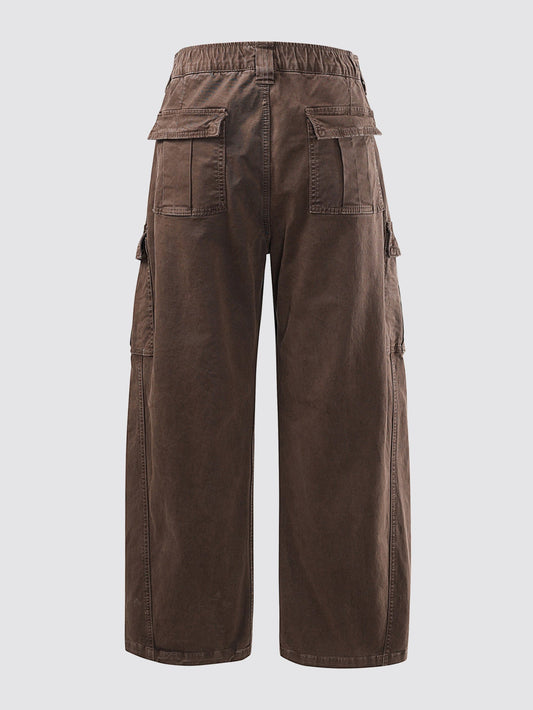 Vintage Washed Barrel Leg Cargo Trousers