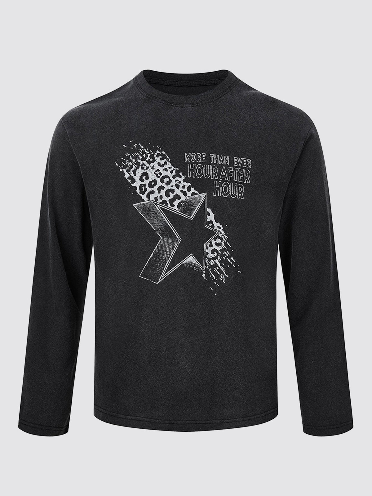 Vintage Washed Star Print Long Sleeve T-Shirt