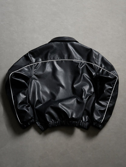 Chicago Graphic Faux Leather Zip Jacket