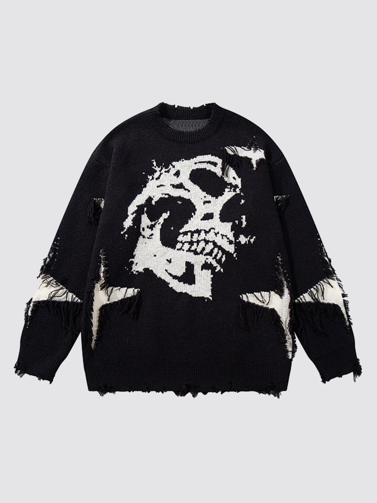 Distressed Skull Graphic Knit Jumper