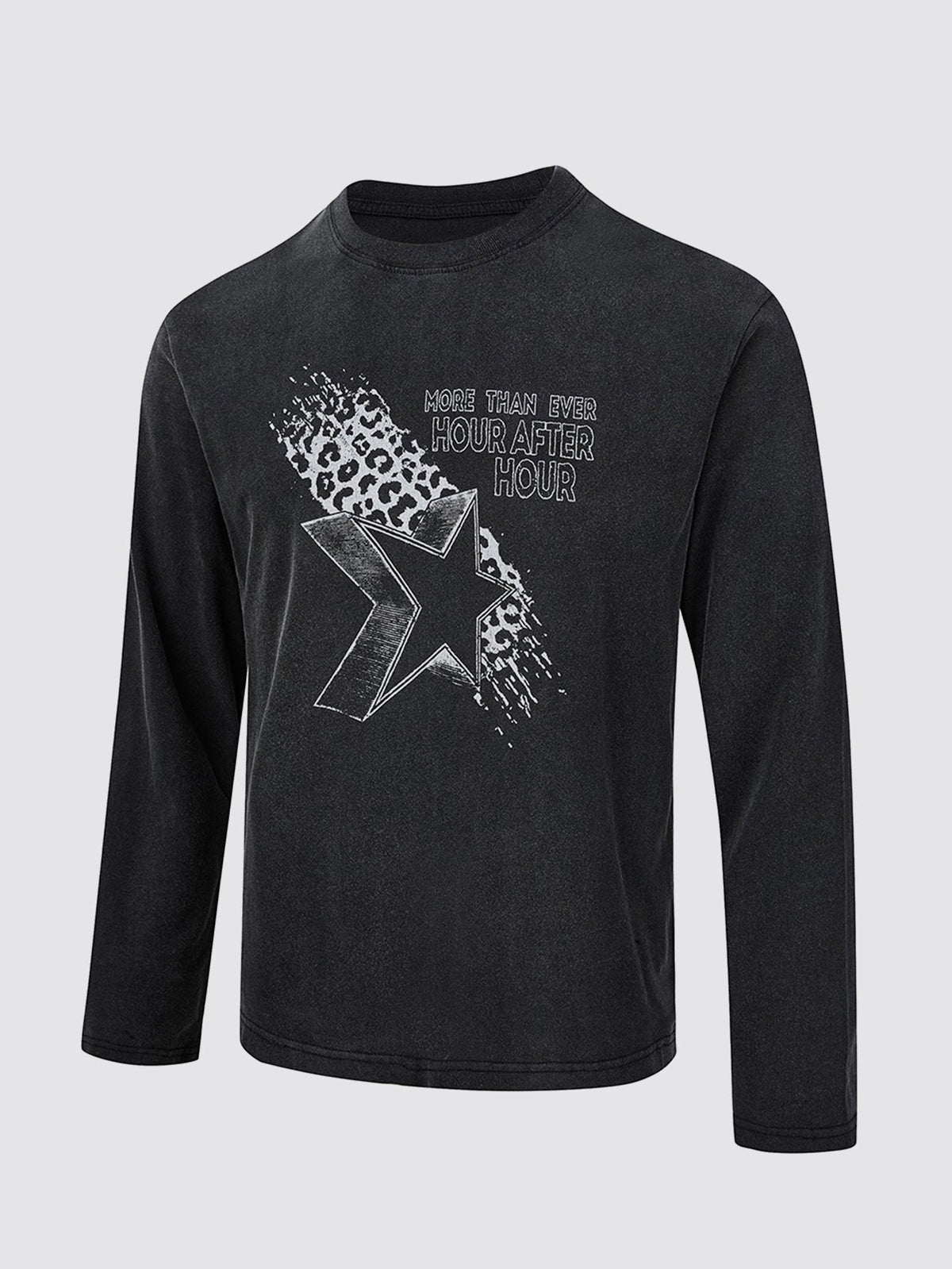 Vintage Washed Star Print Long Sleeve T-Shirt