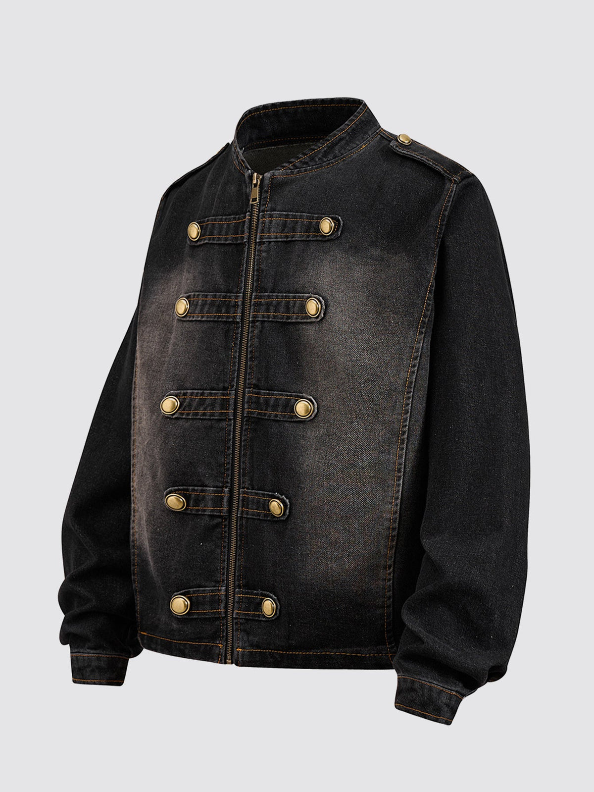 Washed Military Denim Jacket