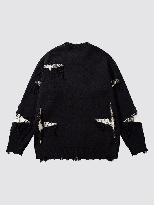 Distressed Skull Graphic Knit Jumper