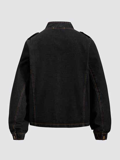 Washed Military Denim Jacket