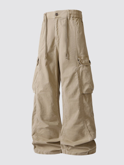 Vintage Washed Wide Leg Cargo Trousers